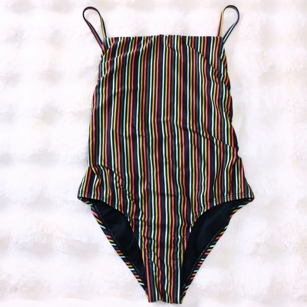 FREE SHIPPING Free Press Hailee Square Neck One Piece Swimsuit, Small - Picture 2 of 3
